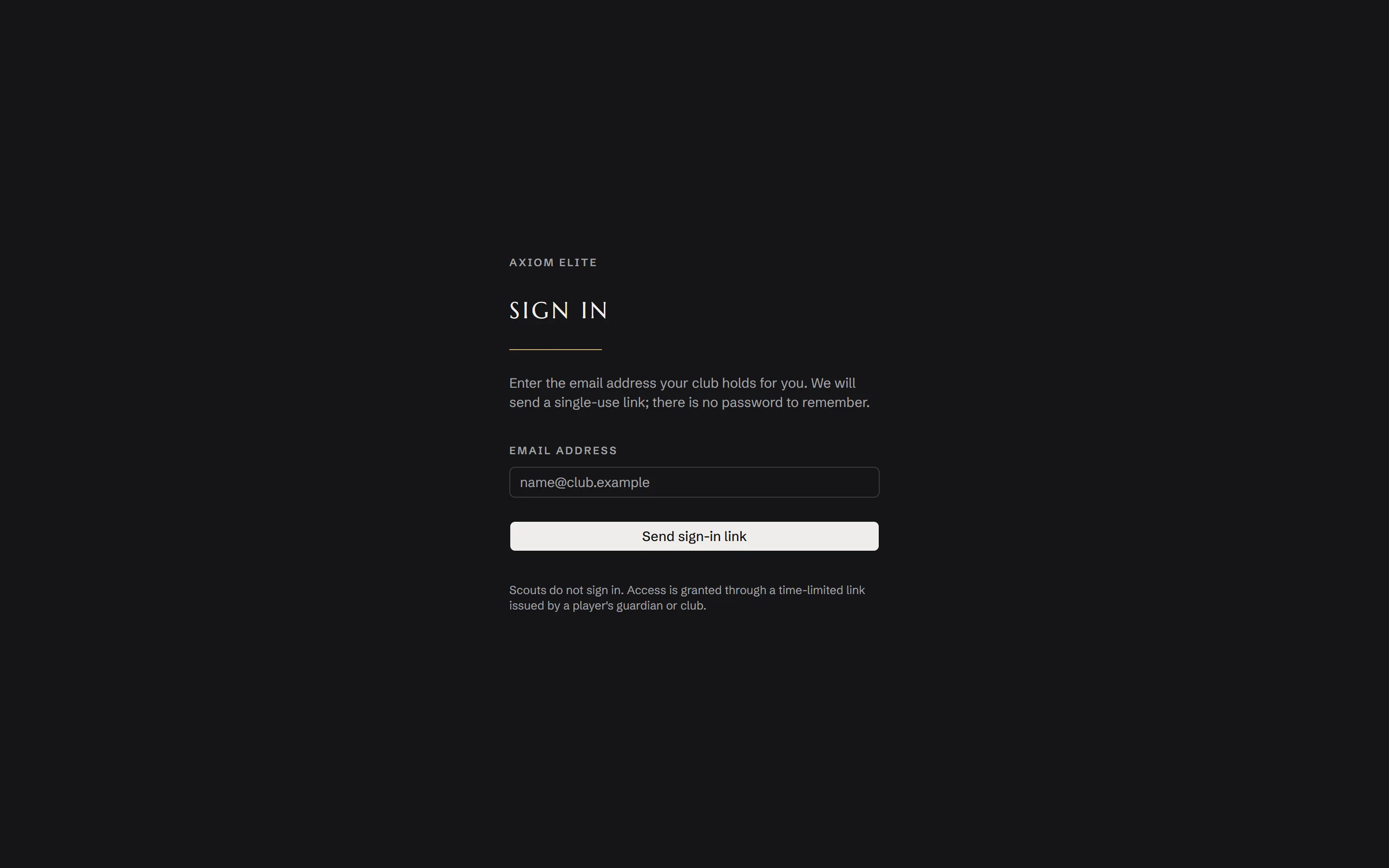 Axiom Elite sign-in