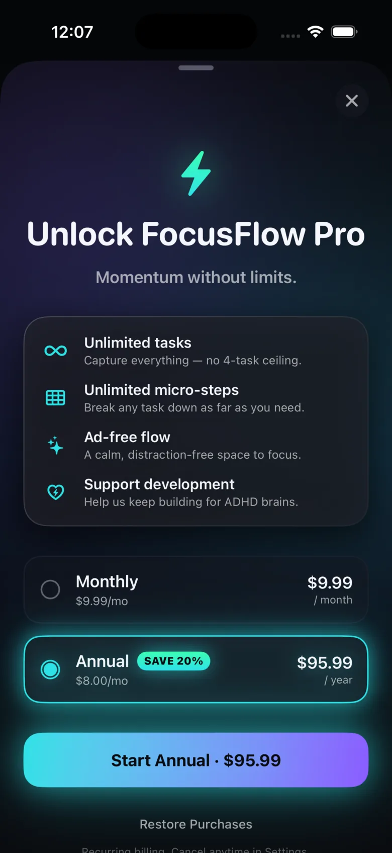 FocusFlow paywall